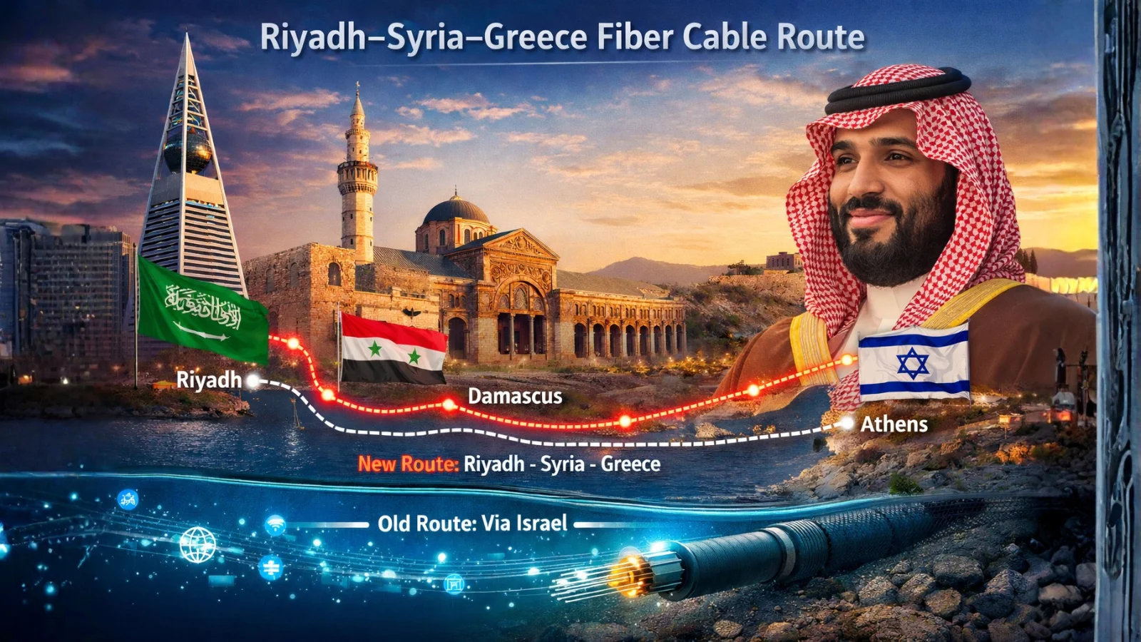 Riyadh–Syria–Greece Fiber Cable Route Latest Developments