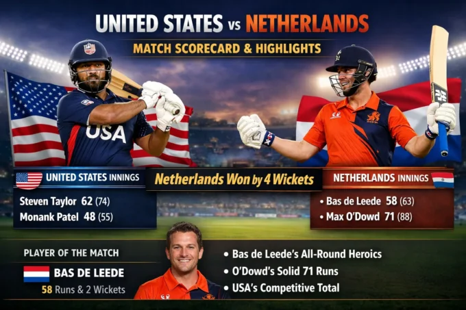 USA vs Netherlands Scorecard & Highlights